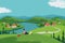 Green Mountain valley rural scene landscape vector