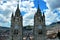 Green mountains and colonial architecture in Quito, Ecuador