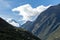 Green mountains with snow covered peaks, Andes, Peru