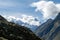 Green mountains with snow covered peaks, Andes, Peru