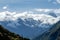 Green mountains with snow covered peaks, Andes, Peru