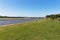 Green Mowed Lawn and Umgeni River Estuary Landscape