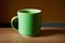 A green mug. Serene Escapes. The Green Oasis Mug. Generative AI