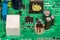 Green multi layer printed electronic circuit board with microcontroller