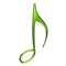 Green music note sign. Musical notes signs in golden color.