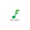 Green musical note with leaf vector illustration. Seed Sprout, Growth, Growing, Harmony, music and nature logo concept. Company