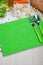 Green napkin with flatware