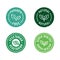 Green Natural, Vegetarian, Super Healthy stamp chop texture label sticker design with nature leaf icon.
