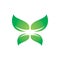 Green nature butterfly wing fly leaf logo design