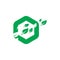 Green nature leaf hexagon color shape logo design