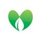 Green nature leaf love heart logo design