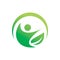 Green nature leaf people healthy circle logo design