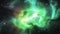 Green nebula in deep space.