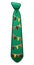 Green necktie with garland pattern on white background