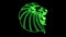 Green neon lion head animated logo loopable graphic element v3