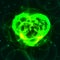 Green neon plasma laser heart on dark background