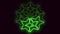 Green neon stars pattern in dark space