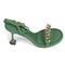 Green New Fashionable Women's High Heels With Gold Chain on white background