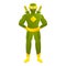 Green ninja superhero icon, cartoon style