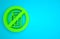 Green No pack of milk icon isolated on blue background. Not allow milk. Allergy concept, lactose intolerance allergy