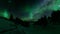 Green northern lights aurora snow in fantasy 3d style Universe space background Blue starry sky