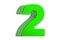 Green Number 2, layered font. 3D rendering