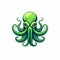 Green Octopus Logo: Ominous And Detailed Character Illustration For Computer And Mobile Apps