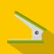 Green office hole punch icon, flat style