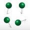 Green office round push pins. 3d push pin.