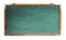Green old grungy vintage wooden empty wide chalkboard or retro blackboard with weathered frame isolated white background