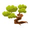 Green Old Tree Bonsai Miniature Traditional Japanese Garden Landscape Element Vector Illustration