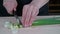 Green onions on the cutting Board
