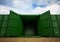 Green open cargo containers