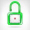 Green open code padlock symbol design
