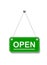 Green open hanging sign