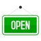 Green Open Sign Flat Icon Isolated on White