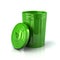 Green open trash can 3d illustration