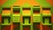 Green Orange Arcade Machines with Green an Orange Chevron Pattern Background