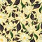 Green orange bright abstract based seamless flower and leaves pattern