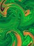 Green orange and brown curly painting abstract