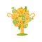 Green and orange candy on a magic tree. Vector illustration on white background.