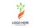 Green and Orange food leaf fork logo design