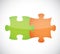 green and orange puzzle pieces