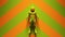 Green Orange Spaceman Astronaut Cosmonaut with Green an Orange Chevron Background