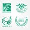 Green Organic Rice logo with paddy rice and leaf vector design