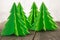Green origami Christmas trees