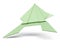 Green origami frog on white background. 3d render image