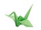 Green origami paper crane