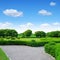 Green ornamental garden and sky
