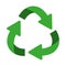 green oval recycling symbol shape with arrows